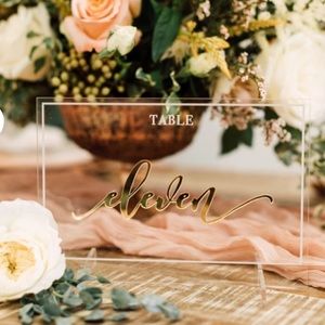10 Acrylic & Mirror Gold Table Numbers
